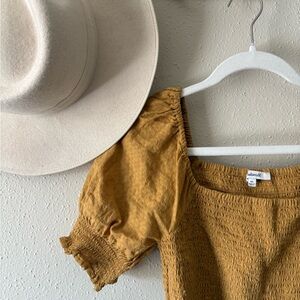 Madewell Mustard Smocked Top